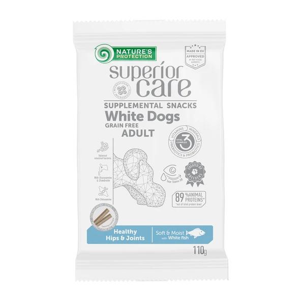 Nature’s Protection Superior Care Beyaz Tüylü Köpekler İçin Beyaz Balıklı Eklem & Kalça Destekli Köpek Ödülü 110g ürün görseli 1