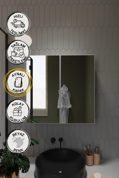 BELMO Everest İki Kapaklı Aynalı Lavabo Üstü Banyo Dolabı ürün görseli 1