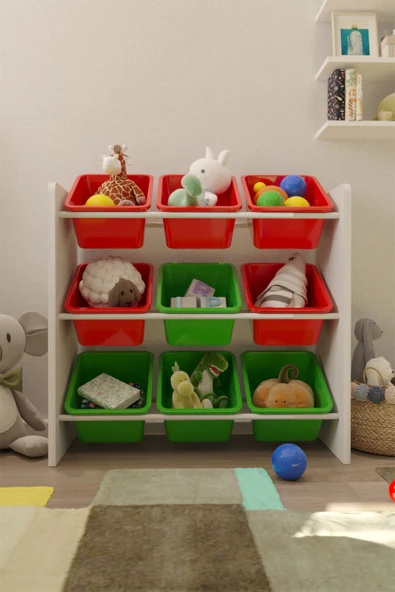 Flinder 9 Sepetli Çok Amaçlı Oyuncak Dolabı Montessori Dolap FLN85008509SBD ürün görseli 1
