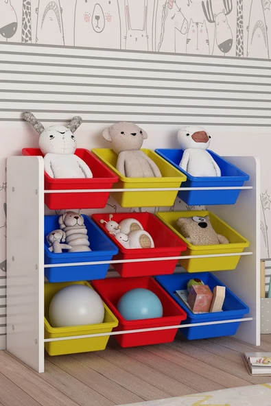Flinder 9 Sepetli Çok Amaçlı Oyuncak Dolabı Montessori Dolap FLN8500850SBD ürün görseli 1