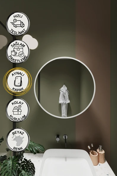 BELMO Odin Oval Aynalı Kapaklı Lavabo Üstü Banyo Dolabı ürün görseli 1