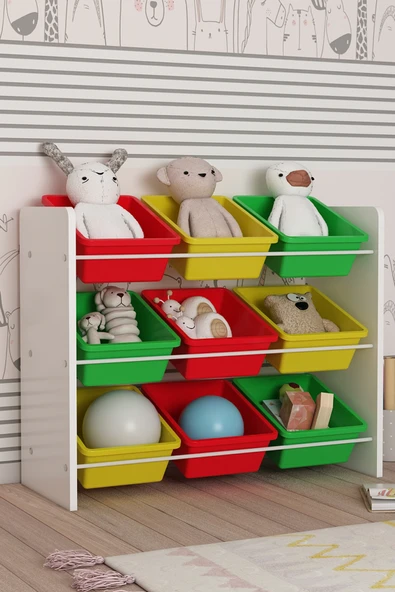 Flinder 9 Sepetli Çok Amaçlı Oyuncak Dolabı Montessori Dolap FLN8500860SBD ürün görseli 1