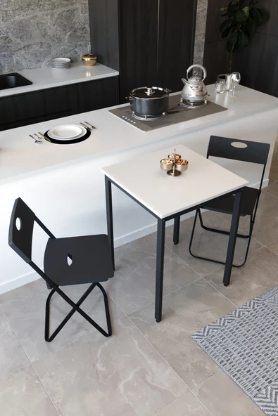 Flinder Mutfak Masası Takımı, Balkon Bahçe Takımı 3'lü Set, Masa ve Sandalye Takımı FLN75030OSBD ürün görseli 1