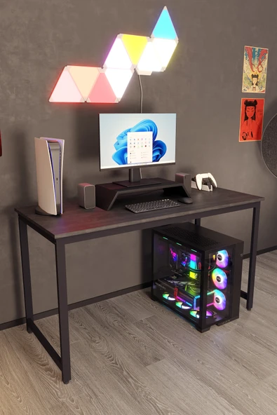 Flinder Siyah 140x60 Oyuncu Masası, Bilgisayar Masası, Gamer Masası, Gaming Masa, Metal Ayaklı FLN14008OSBD ürün görseli 1