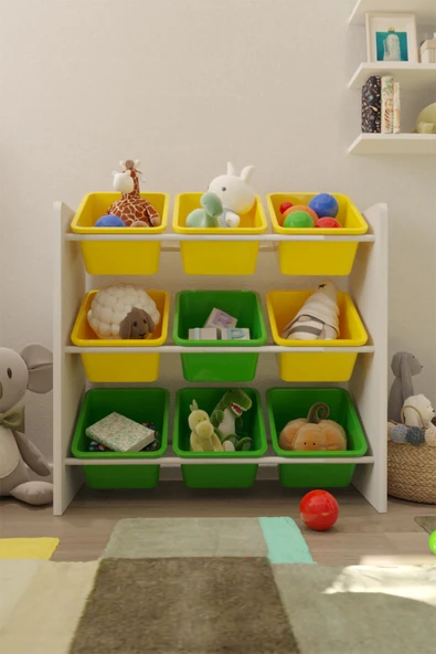 Flinder 9 Sepetli Çok Amaçlı Oyuncak Dolabı Montessori Dolap FLN85008502SBD ürün görseli 1