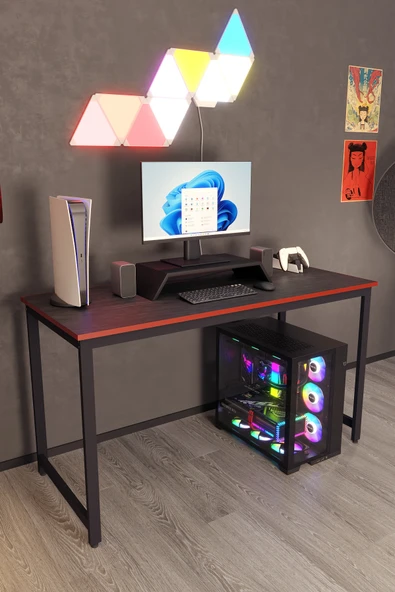 Flinder Siyah Oyuncu Masası 60x140 Cm, Siyah Renk Bilgisayar Masası, Gamer Masası, Gaming Masa FLN14007OSBD ürün görseli 1