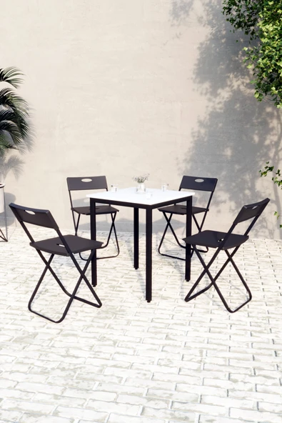 Flinder Balkon Bahçe Mutfak 5'li Bistro Set Masa Sandalye Takımı FLN75020O4SBD ürün görseli 1