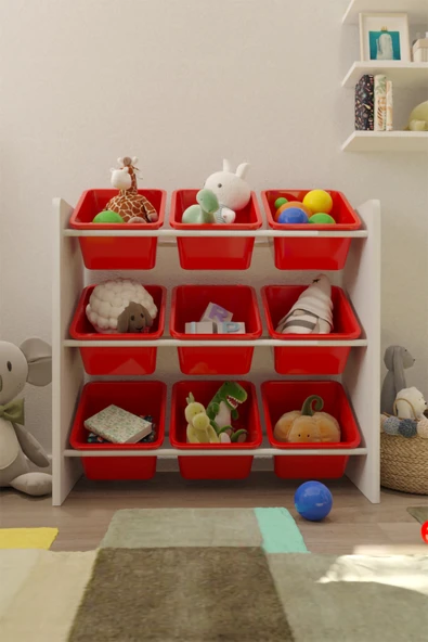 Flinder 9 Sepetli Çok Amaçlı Oyuncak Dolabı Montessori Dolap FLN85008506SBD ürün görseli 1