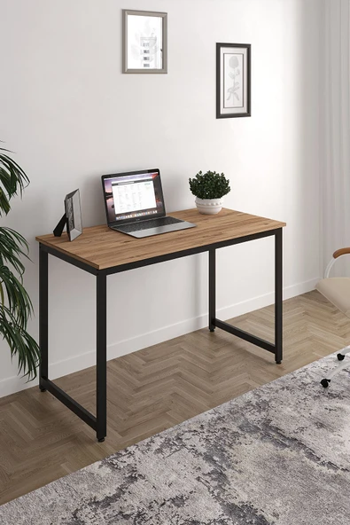 Flinder Çam/Siyah 120x60 Çalışma Masası, Bilgisayar Masası, Ofis Masası, Metal Ayaklı FLN12010OSBD ürün görseli 1