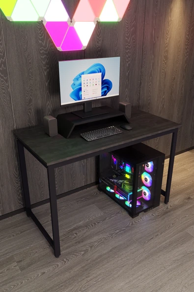 Flinder Siyah Renk Oyuncu Masası 60x120 Cm, Bilgisayar Masası, Gamer Masası, Gaming Masa, Metal Ayaklı FLN12008OSBD ürün görseli 1