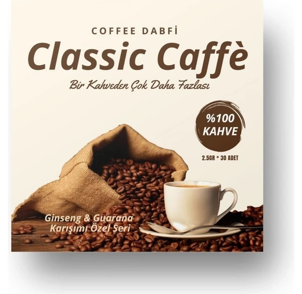DABFİ CLASSİC COFFEE 30 ŞASE - GİNSENG & GUARANA IÇEREN ENERJİ KAHVESİ (3G X 30) ürün görseli 1