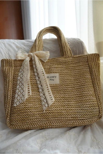 MUTE BAG Victoriaa Bohem Hasır Çanta / Yazlık & Plaj kadın el ve Omuz Çantası(25*28 SAP 50 CM) ürün görseli 1