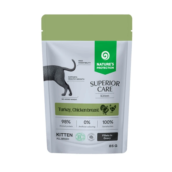 Nature’s Protection Superior Care Hindi & Tavuk Göğüslü Sos İçinde Yavru Kedi Yaş Maması 85g ürün görseli 1