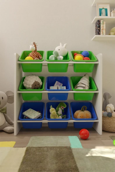 Flinder 9 Sepetli Çok Amaçlı Oyuncak Dolabı Montessori Dolap FLN85008504SBD ürün görseli 1