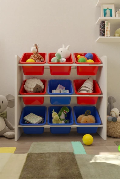 Flinder 9 Sepetli Çok Amaçlı Oyuncak Dolabı Montessori Dolap FLN85008508SBD ürün görseli 1