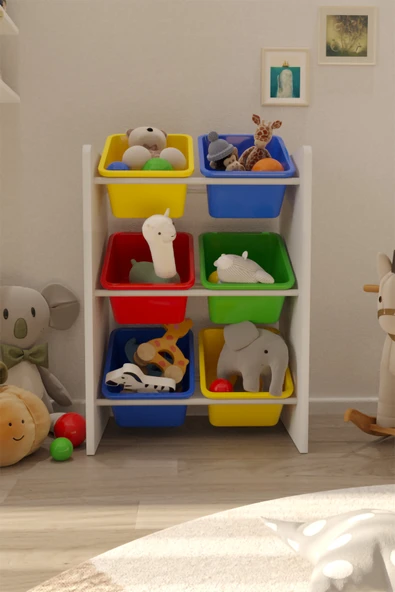 Flinder 6 Sepetli Rengarenk Oyuncak Dolabı, Çok Amaçlı Dolap, Montessori Dolap FLN8007807SBD ürün görseli 1