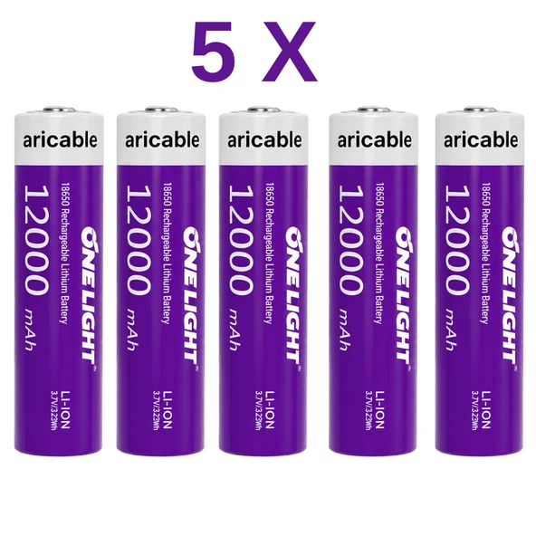 18650 Şarjlı Li-ion Pil 3.7V 12000mAh Yazılı 39 Gram Güçlü Batarya 5 Adet ürün görseli 1