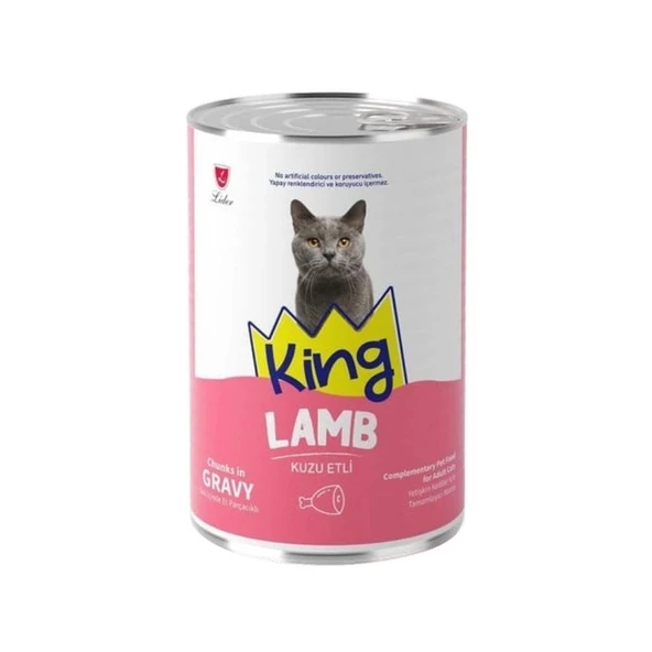 King Sos İçerisinde Et Parçacıklı Kuzu Etli Yetişkin Kedi Konservesi 400gr ürün görseli 1