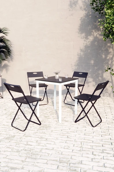 Flinder Balkon Bahçe Mutfak 5'li Bistro Set Masa Sandalye Takımı FLN75030O4SBD ürün görseli 1