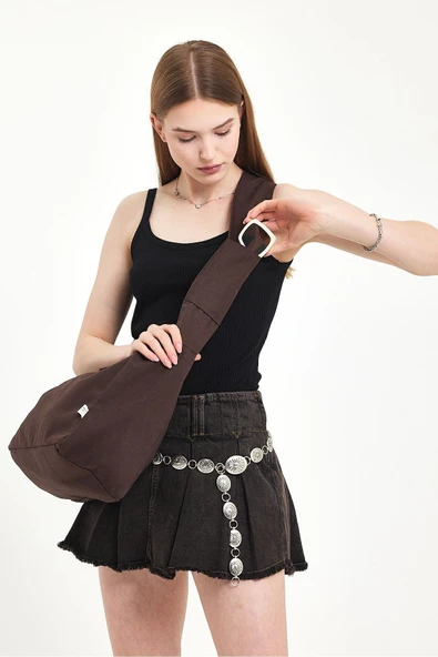 MUTE BAG Classic Kanvas Kahve Rengi Tote The School Bag Çapraz Ve Omuz Okul Çantası (BOY 27 X EN 35) ürün görseli 1