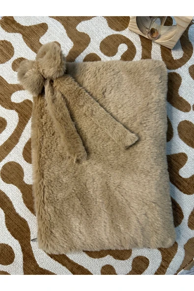 MUTE BAG Peluş Tablet Çantası / Fiyonk Charmlı Sütlükahve Peluş Tablet Kılıfı 11 '' - 12 '' lnch (30*22) ürün görseli 1