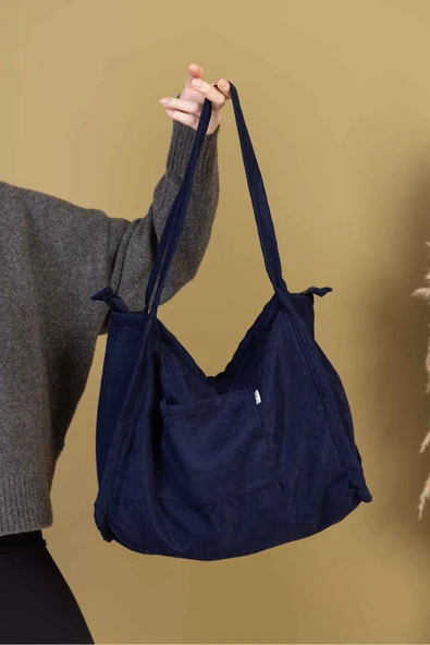 MUTE BAG Mute Bag Navy Blue - Lacivert 00s Shopper Bag Fermuarlı Astarlı Omuz Okul Çantası (32/36) ürün görseli 1