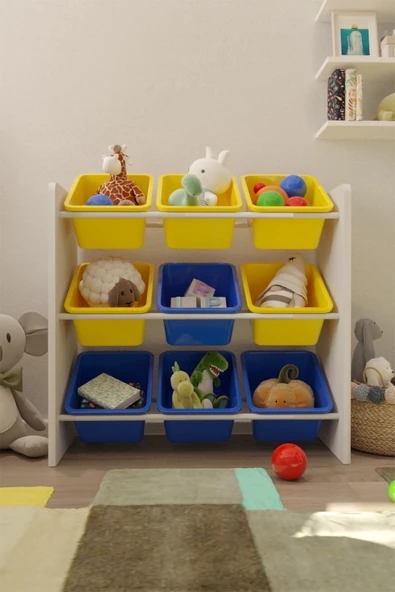 Flinder 9 Sepetli Çok Amaçlı Oyuncak Dolabı Montessori Dolap FLN85008503SBD ürün görseli 1