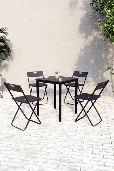 Flinder Balkon Bahçe Mutfak 5'li Bistro Set Masa Sandalye Takımı FLN75040O4SBD ürün görseli 1