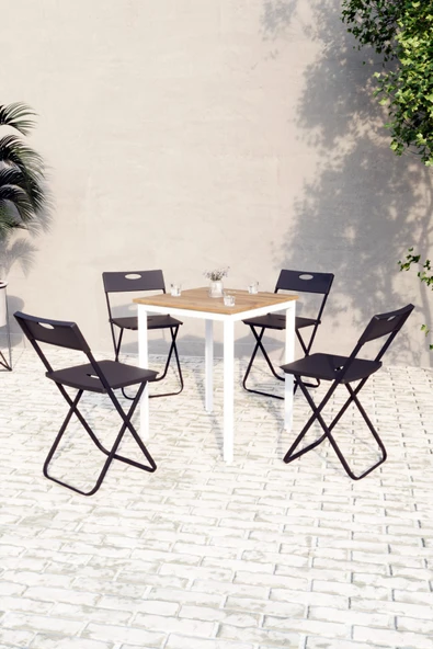 Flinder Balkon Bahçe Mutfak 5'li Bistro Set Masa Sandalye Takımı FLN75050O4SBD ürün görseli 1