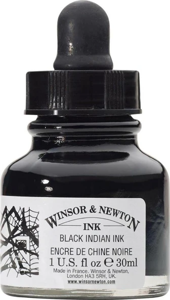 Winsor Newton Drawing Ink 30ml Çizim Mürekkebi Black Indian ürün görseli 1