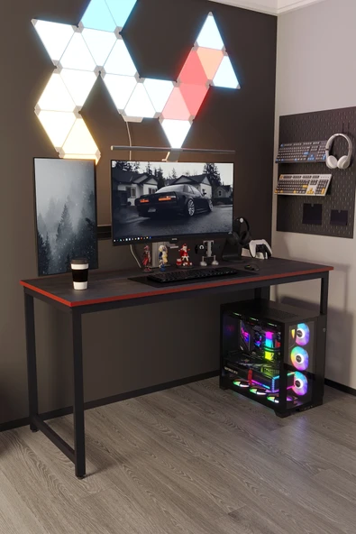 Flinder Siyah Oyuncu Masası 160x60, Bilgisayar Masası, Gamer Masası, Gaming Masa, Metal Ayaklı FLN16007OSBD ürün görseli 1