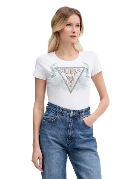 Guess W6GI12K3027K3027 Ss Cn Flower Triangl Kadın Tişört ürün görseli 1