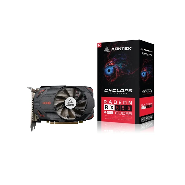 ARKTEK CYCLOPS, AKR550D5S4GH1, RX550, 4Gb, GDDR5, 128BIT, 1xDVI, 1xHDMI, 1xDP GAMING Ekran Kartı ürün görseli 1