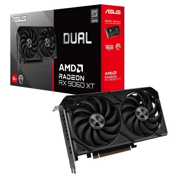 ASUS DUAL-RX9060XT-16G, 16Gb, 128Bit, GDDR6, 1xHDMI, 2xDP, GAMING Ekran Kartı ürün görseli 1