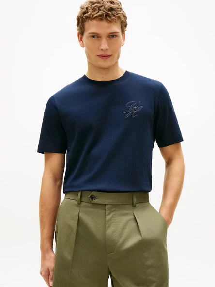 Tommy Hilfiger MW0MW42391 Script Light Interlock Tee Erkek Tişört ürün görseli 1
