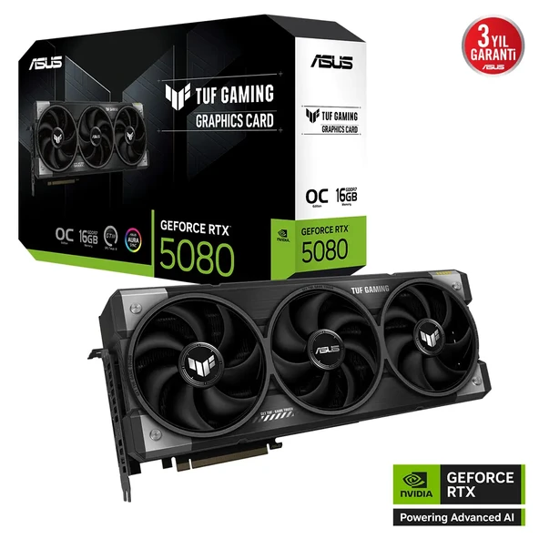 ASUS TUF-RTX5080-O16G-GAMING, 16Gb, 256Bit, GDDR7, 2xHDMI, 3xDP GAMING Ekran Kartı ürün görseli 1