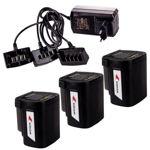 KOHAM AKÜ KİT 3x2.5Ah+ŞARJ CİHAZI KH-TP30,KH-TP35,KH-S40 ürün görseli 1