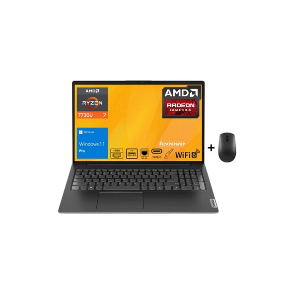 V15 G4 Abp Amd Ryzen 7 7730U 16GB 1TB SSD 15.6" Fhd Windows 11 Pro Taşınabilir Bilgisayar 82YY0012TR - Lenovo Mouse WZ33 ürün görseli 1