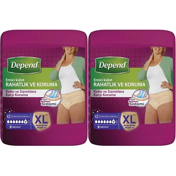Depend Emici Külot Yetişkin Bezi XL Extra Büyük 18 Adet ürün görseli 1