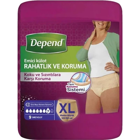 Depend Emici Külot Yetişkin Bezi XL - Extra Large Kadın (9 Adet) Tekli Pk ürün görseli 1