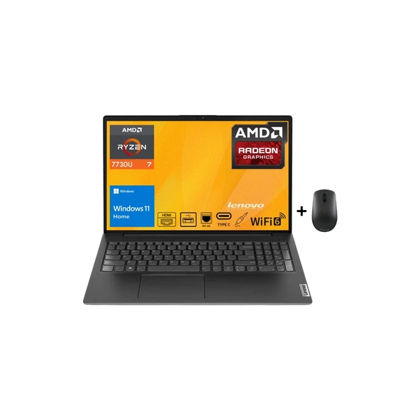 V15 G4 Abp Amd Ryzen 7 7730U 24GB 512GB SSD 15.6" Fhd Windows 11 Home Taşınabilir Bilgisayar 82YY0012TR - Lenovo Mouse WZ25 ürün görseli 1