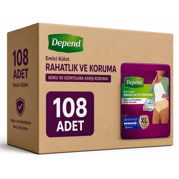 Depend Emici Külot Yetişkin Bezi XL - Extra Large Kadın 108 Adet (12PK*9) ürün görseli 1