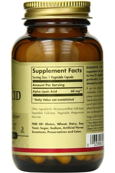 Solgar Alpha Lipo Acid 60 Mg 60 Kapsül - Resim 2