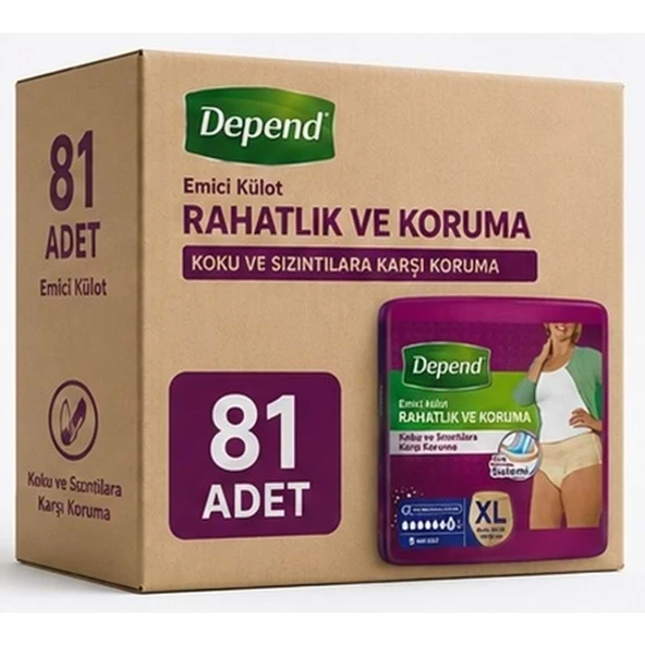 Depend Emici Külot Yetişkin Bezi XL - Extra Large Kadın 81 Adet (9PK*9) ürün görseli 1