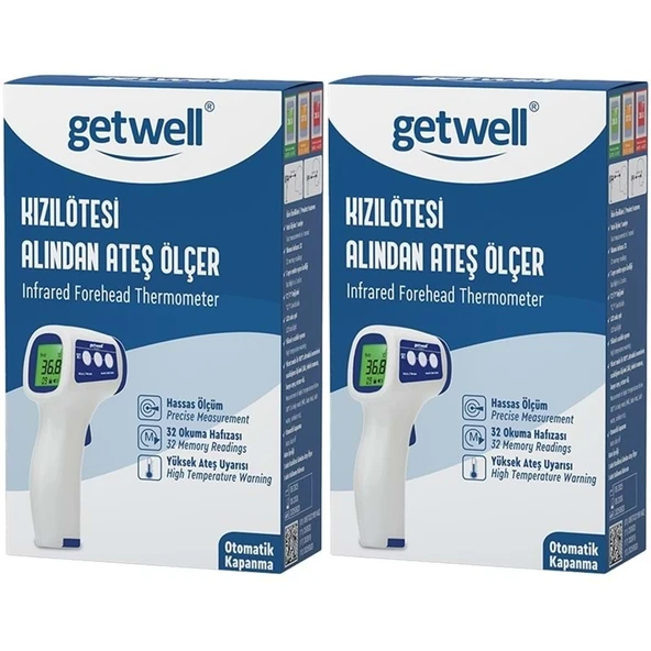 Getwell Ateş Ölçer Kızıl Ötesi Alından - Temassız - Uzaktan (Yetişkin & Bebek & Çocuk) (2 Li Set) ürün görseli 1