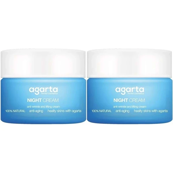 Agarta Doğal Yaşlanma Karşıtı Anti-Age Gece Kremi Su Bazlı 50ML (Kırışıklık/Sıkılaştırıcı) (2Li Set) ürün görseli 1