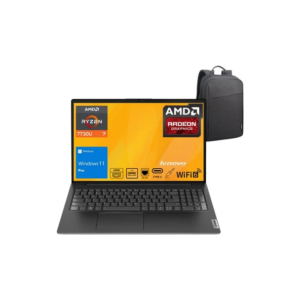 V15 G4 Abp Amd Ryzen 7 7730U 24GB 512GB SSD 15.6" Fhd Windows 11 Pro Taşınabilir Bilgisayar 82YY0012TR - Lenovo Çanta WZ15 ürün görseli 1