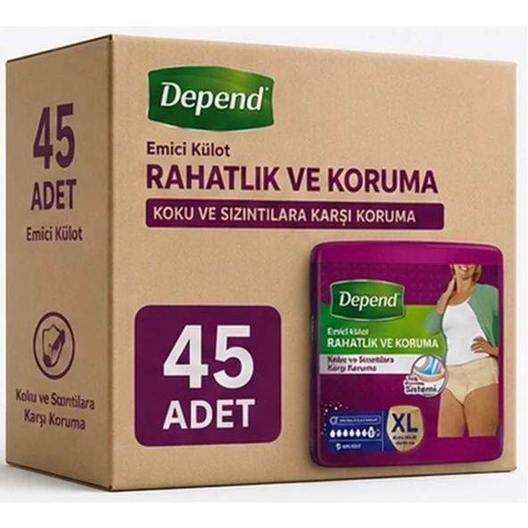 Depend Emici Külot Yetişkin Bezi XL - Extra Large Kadın 45 Adet (5PK*9) ürün görseli 1