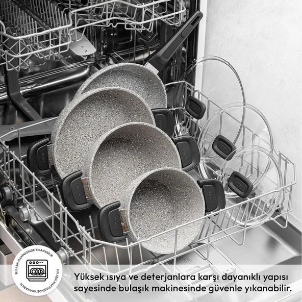 Emsan Stone 7 Parça Granit Tencere Seti - Resim 6