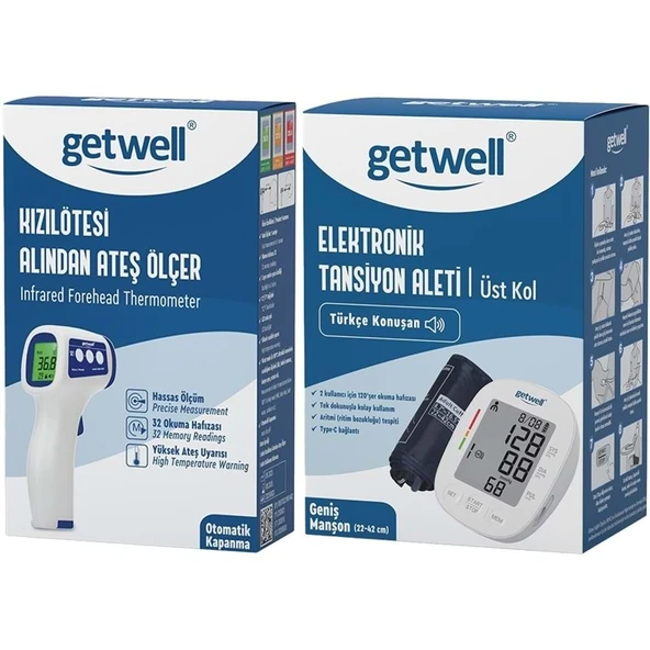 Getwell (Avantaj Pk 2) Ateş Ölçer Kızıl Ötesi Alından - Temassız / Üst Koldan Tansiyon Ölçme Aleti ürün görseli 1